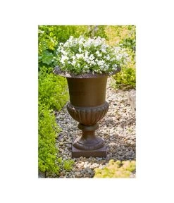 Esschert Design Französische Pflanzvase Aus Gusseisen, Dunkelbraun -Gartenmöbelgeschäft 2542637 WE MO 002 FranzoesischeVaseausGusseisenrostfarbenVaseBlumenvaseTopfBlumentopfPflanzvasePflanztopfPflanzgefaess