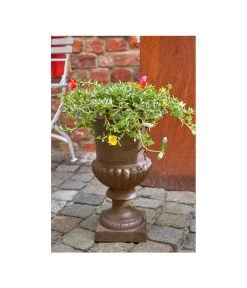 Esschert Design Französische Pflanzvase Aus Gusseisen, Dunkelbraun -Gartenmöbelgeschäft 2542637 WE MO 003 FranzoesischeVaseausGusseisenrostfarbenVaseBlumenvaseTopfBlumentopfPflanzvasePflanztopfPflanzgefaess