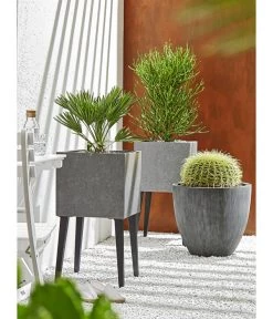 Dehner Polystone-Topf Brisbane In Riffeloptik, Rund -Gartenmöbelgeschäft 3158847 3158870 3158888 WE MO 005 PolystoneTopfinRiffeloptik