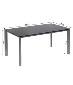 Dehner Esstisch Macon, Ca. B160/H75/T90 Cm -Gartenmöbelgeschäft 4030797 WE BG 001 SkizzeTischMacon