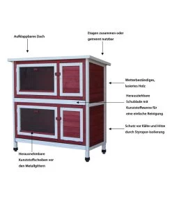 Dehner Kaninchenstall Landhaus, Mit Wärmedämmung, Ca. B114/H116/T57 Cm -Gartenmöbelgeschäft 4045258 WE IG 002 DehnerLandhausrotmitwaeremedaemmung