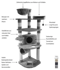 Dehner Kratzbaum Edda, Ca. B60/H180/T60 Cm 6 Dehner Kratzbaum Edda, Ca. B60/H180/T60 Cm -Gartenmöbelgeschäft 4272563 WE IG 001 DehnerMarkenqualitaetKatzenkratzbaumEddaGrau