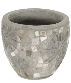 Dehner Keramik-Topf Mosaik, Grau