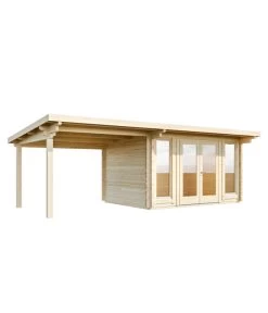 Wolff Finnhaus Gartenhaus Trondheim 70-D, Inkl. Seitendach Links