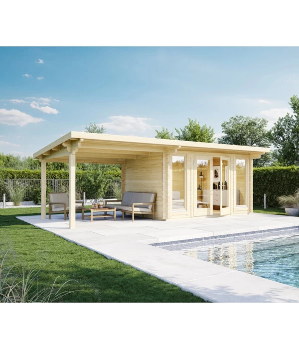 Wolff Finnhaus Gartenhaus Trondheim 70-D, Inkl. Seitendach Links 2 Wolff Finnhaus Gartenhaus Trondheim 70-D, Inkl. Seitendach Links – Bild 2