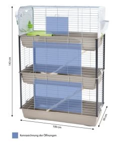 SAVIC Nagerkäfig Caesar Triple, Grau/silber, Ca. B100/H143T50 Cm -Gartenmöbelgeschäft 6628168 WE BG 001 SavicNagerkaefigCaesar3Triple