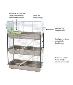 SAVIC Nagerkäfig Caesar Triple, Grau/silber, Ca. B100/H143T50 Cm -Gartenmöbelgeschäft 6628168 WE IG 003 SavicNagerkaefigCaesar3Triple