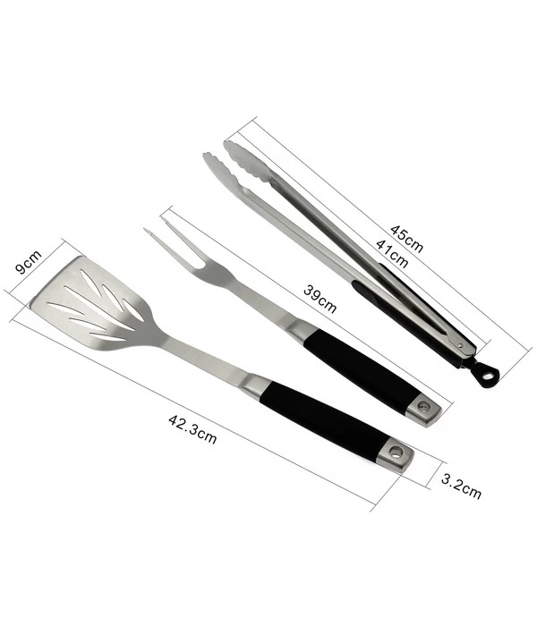 Dehner BBQ Edelstahl-Grillbesteck, 3-teilig 2 Dehner BBQ Edelstahl-Grillbesteck, 3-teilig – Bild 2