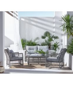 Dehner Geflechtlounge Santos, 4-teilig 17 Dehner Geflechtlounge Santos, 4-teilig -Gartenmöbelgeschäft 6875074 WE MO 001 LoungeSantosNEU