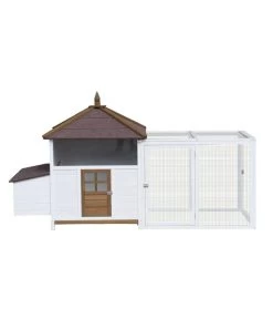 Dehner Hühnerstall Florenz Mit Freilauf, Weiß/braun, Ca. B224,3/H120,7/T91,7 Cm