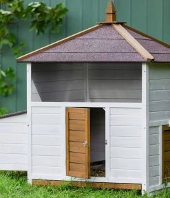 Dehner Hühnerstall Florenz Mit Freilauf, Weiß/braun, Ca. B224,3/H120,7/T91,7 Cm -Gartenmöbelgeschäft 6919625 6919609 WE MO 005 DehnerMarkenqualitaetHuehnerstallFlorenzFreigehege