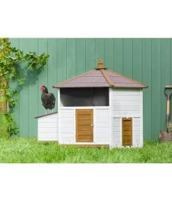 Dehner Hühnerstall Florenz Mit Freilauf, Weiß/braun, Ca. B224,3/H120,7/T91,7 Cm -Gartenmöbelgeschäft 6919625 6919609 WE MO 012 DehnerMarkenqualitaetHuehnerstallFlorenzFreigehege