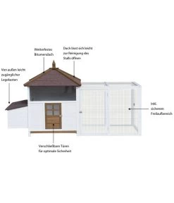 Dehner Hühnerstall Florenz Mit Freilauf, Weiß/braun, Ca. B224,3/H120,7/T91,7 Cm -Gartenmöbelgeschäft 6919625 WE IG 001 MQHuehnerSetFlorenzStallFreilaufWeiss