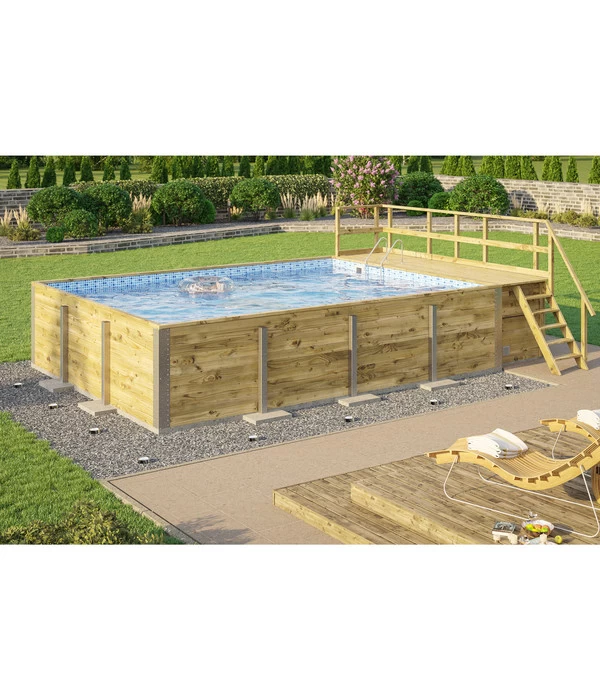 Weka Massivholzpool 595 Gr. 2, Ca. B650/H201/T490 Cm, Folie Blau/Mosaic 2 Weka Massivholzpool 595 Gr. 2, Ca. B650/H201/T490 Cm, Folie Blau/Mosaic – Bild 2