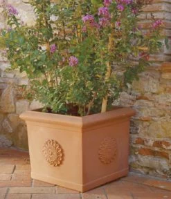 Farmet New Kunststoff-Topf Festonato, Quadratisch, Terrakotta, Inkl. Untersetzer -Gartenmöbelgeschäft 6967699 WE MO 001 FarmetNewKunststoffTopfFestonatoquadratischterrakotta